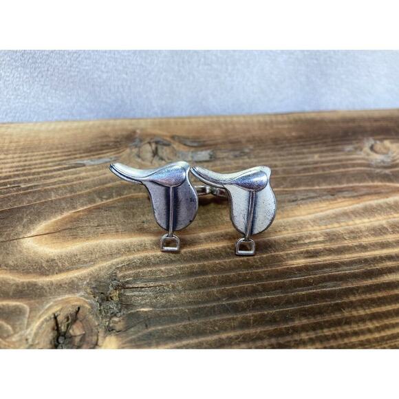 Vintage Hickok Sterling Silver Front Saddle Shaped Cuff Links Men’s Gift - Picture 3 of 10